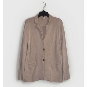 J Crew Sweater Blazer Womens Large Beige Knit Jacket Classic preppy schoolboy